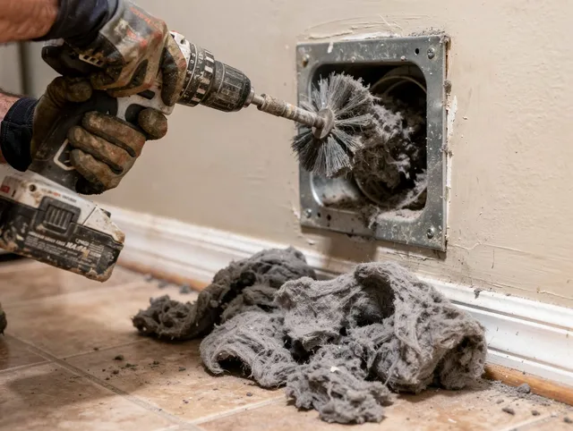 Certified West Palm Beach Dryer Vent Cleaning technician performing dryer vent cleaning in West Palm Beach